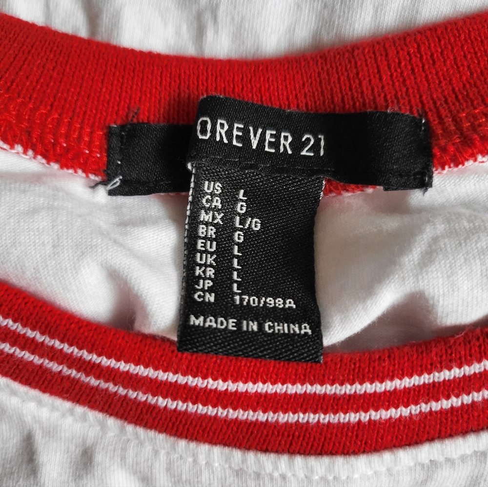 Forever 21 "Oops" Ringer Tee T Shirt NWOT jr size L - Picture 6 of 6